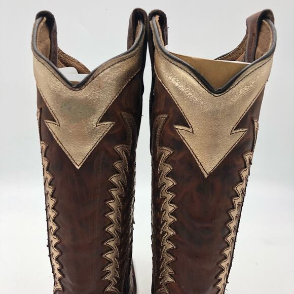 Circle G Women's Overlay & Embroidery & Studded Boots Cognac Size 5.5 M - Picture 7 of 11